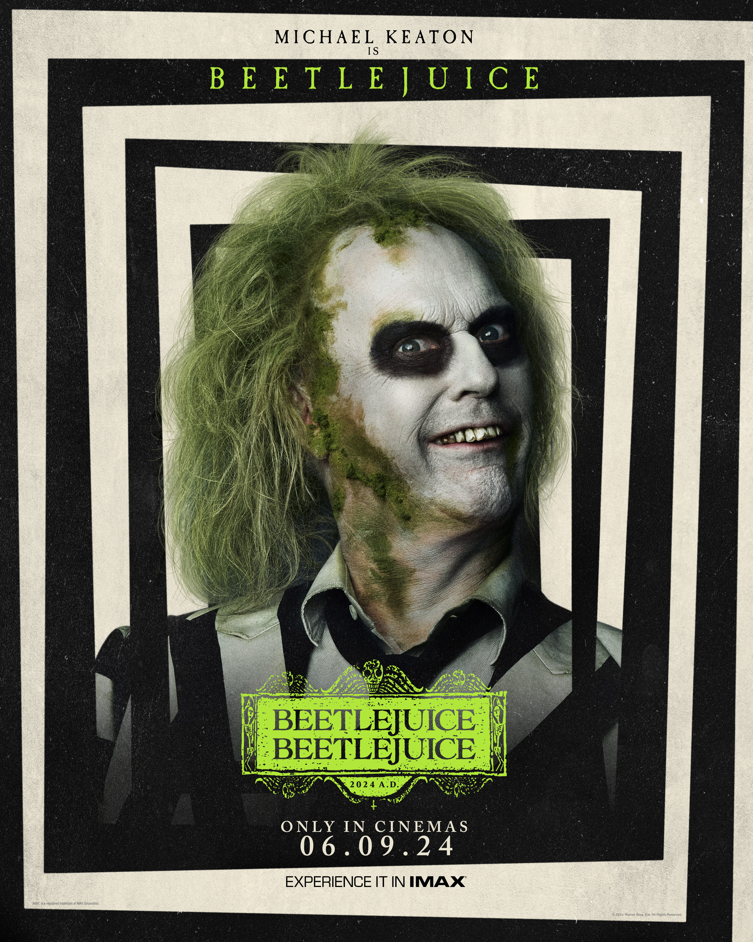 Image for beetlejuice showing michael keaton in character as beetlejuice